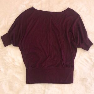 Maroon Bat-wing Top Women Size M